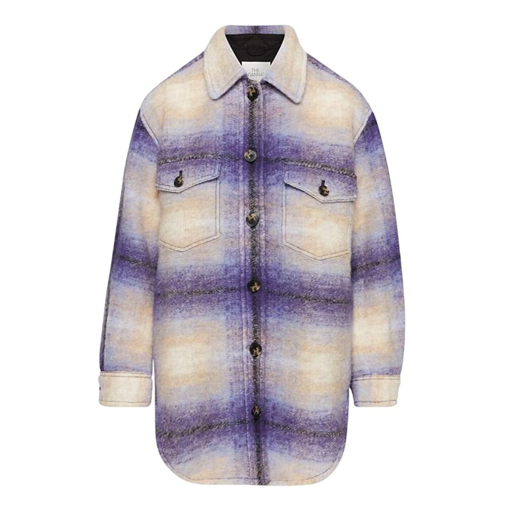 Wilfred Free Plaid Elaine Light Birch Deep Violet Ganna Shirt Jacket Size M NWT